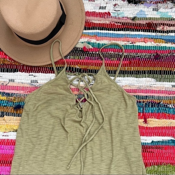 Green split MODAL dress criss cross sundress summer SMALL cami boho bohemian NEW - Picture 4 of 12
